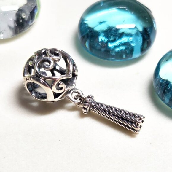 Authentic Pandora Enchanted Heart Tassel Dangle Charm Retired Like New Condition - Picture 2 of 6